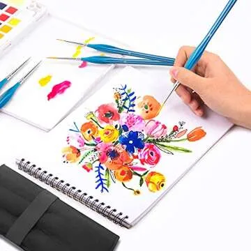 BOSOBO Miniature Paint Brushes Detail Set, 6 Pcs Fine Tipped Small Artist Paintbrushes for Acrylic Oil Watercolor Painting, Rock, Micro Model, Nail Art, Craft & Paint by Number, Travel Case Included