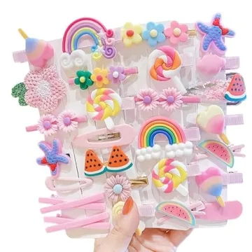28 PCS Cute Hair Clips Set for Girls - Colorful Rainbow Animal Barrettes
