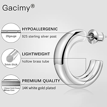 Gacimy Chunky Gold Hoop Earrings for Women Jewelry