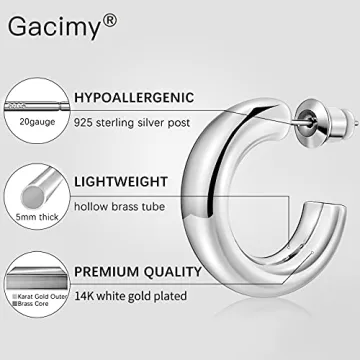 Gacimy Chunky Gold Hoop Earrings for Women Jewelry