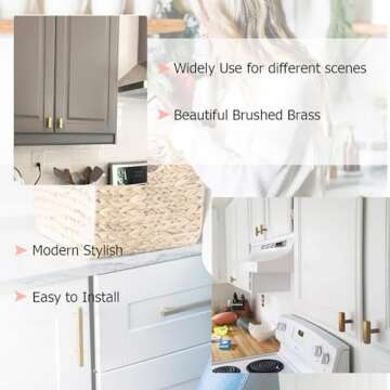 LONTAN 6 Pack Kitchen Cabinet knobs Gold knobs Square Brushed Brass Cabinet Hardware for Bathroom Brushed Gold Handles for cabinets and Drawers