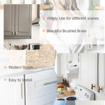 LONTAN 6 Pack Kitchen Cabinet knobs Gold knobs Square Brushed Brass Cabinet Hardware for Bathroom Brushed Gold Handles for cabinets and Drawers