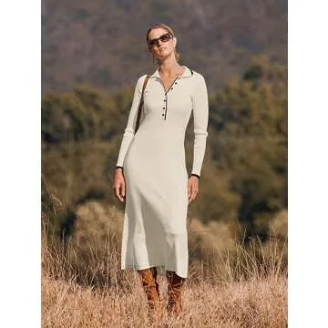 Stylish MEROKEETY Women's Long Sleeve Maxi Sweater Dress
