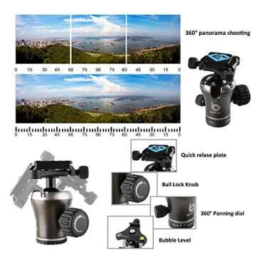 BONFOTO B671C Carbon Fiber Lightweight Portable Camera Travel Tripod with Ball Head, Two Levels and Carrying Bag for DSLR, Bronze Grey