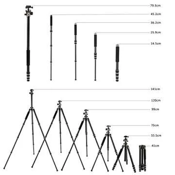 BONFOTO B671C Carbon Fiber Lightweight Portable Camera Travel Tripod with Ball Head, Two Levels and Carrying Bag for DSLR, Bronze Grey