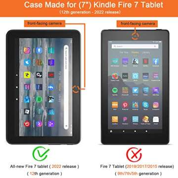 Dteck Clear Back Cover Case for Amazon Kindle Fire 7 Tablet 12th Generation (2022 Release),Ultra Lig...