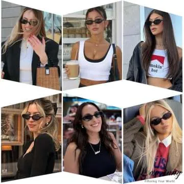 Laurinny Small Oval Sunglasses for Women Men Trendy 90s Retro Leopard Black Skinny Glasses