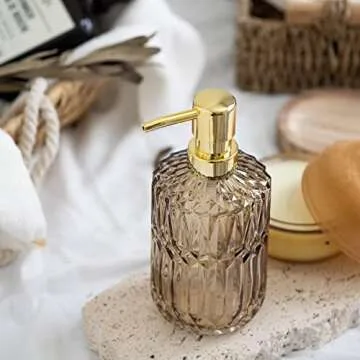 EMPO Elegant Clear Glass Soap Dispenser for Home Decor