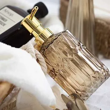 EMPO Elegant Clear Glass Soap Dispenser for Home Decor