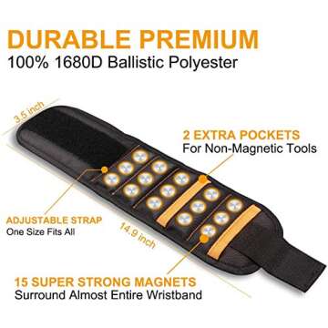 Magnetic Wristband Tool Holder with Strong Magnets