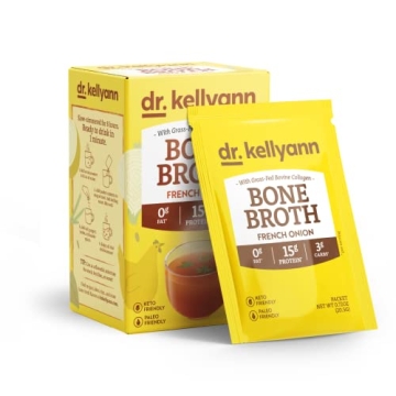 Dr. Kellyann French Onion Bone Broth Packets (7 Servings) – 16g Protein, Grass-Fed Hydrolyzed Coll...