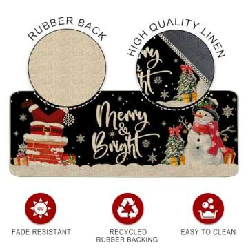 pinata Christmas Kitchen Rugs and Mats Set of 2 - Christmas Rugs Farmhouse Christmas Kitchen Decor, Christmas Decorations for Home Kitchen Living Room Floor - 17x29 and 17x47 Inch