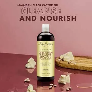 SheaMoisture Jamaican Black Castor Oil Hair Care Set: 16oz Growth Shampoo, 13oz Strengthening Conditioner, 11.5oz Leave-In Treatment, 12oz Restorative Masque for Curly Hair