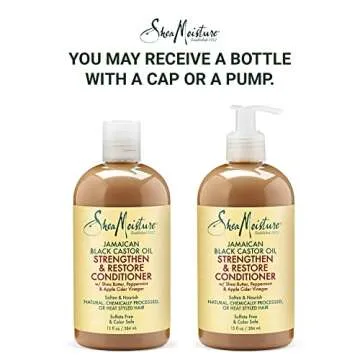 SheaMoisture Jamaican Black Castor Oil Hair Care Set: 16oz Growth Shampoo, 13oz Strengthening Conditioner, 11.5oz Leave-In Treatment, 12oz Restorative Masque for Curly Hair