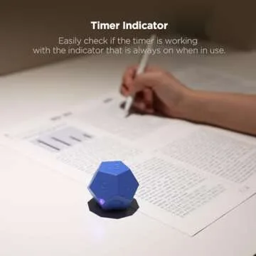 mooas Dodecagon Time Ball Rechargeable Mini Timer (Blue), 11 preset time, Desk Productivity Timer, Pomodoro Timer, Sound/Vibrate/Mute, Easy to use, Timer for ADHD, Workout, Study, Cooking