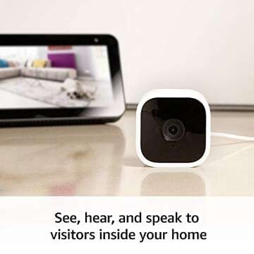 Blink Mini - Compact indoor plug-in smart security camera, 1080p HD video, night vision, motion dete...