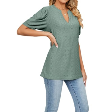 Stylish Women's Puff Sleeve Summer Tops for Casual Wear