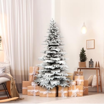 Fraser Hill Farm 6.5-Ft Snow Flocked Christmas Tree