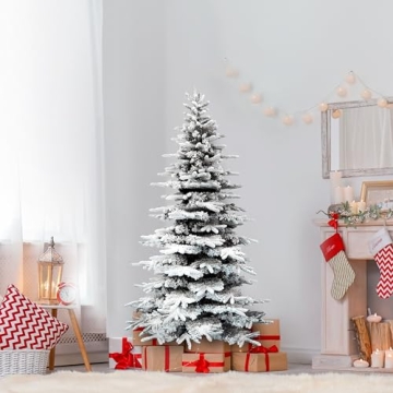 Fraser Hill Farm 6.5-Ft Snow Flocked Christmas Tree