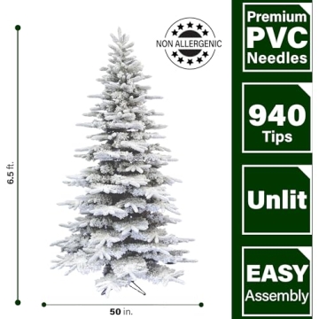 Fraser Hill Farm 6.5-Ft Snow Flocked Christmas Tree