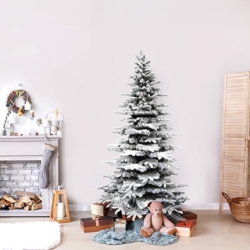 Fraser Hill Farm 6.5-Ft Snow Flocked Christmas Tree