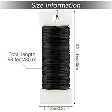 Fovths 2 Rolls 32 Yards Floral Wire Flexible Florist Wire for Wreath Making Green and Black Paddle W...