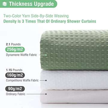 Dynamene Extra Long Shower Curtain,96 Inches Long Waffle Weave Heavy Duty Thick Fabric Bathroom Show...