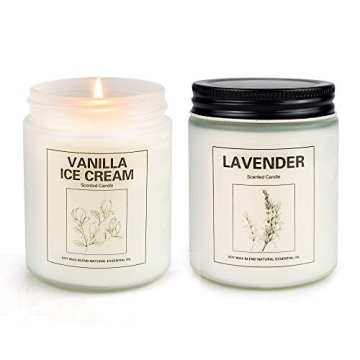 Lavender and Vanilla Candles Gifts for Women 7 oz 50 Hrs Burn Soy Candles Set Highly Scented Aromath...