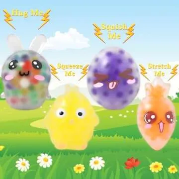 16 Pack Plastic Easter Eggs with Mini Squeeze Ball Toys Inside for Easter Basket Stuffers, Sensory Stress Balls for Stress Relief, Easter Egg Hunt Party Favors Easter Egg Fillers