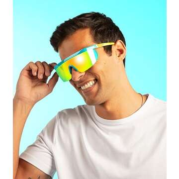 Tipsy Elves Neon Blue Jam Blasters Sport Style Reflective Sunglasses