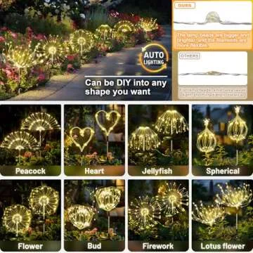 Anordsem Solar Garden Lights Outdoor: Fairy Fireworks Light Waterproof for Yard Decorative Outside - Firefly Starbuck LED Lighting Patio Pathway House Decorations