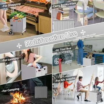 Foldable Utility Cart Stair Climber Wheeled, Collapsible Rolling Crate with Telescoping Handle, Stair Climbing Cart Used as Seat, Tool Cart, Rolling Folding Cart, Cleaning Carts on Wheels, Stair Cart