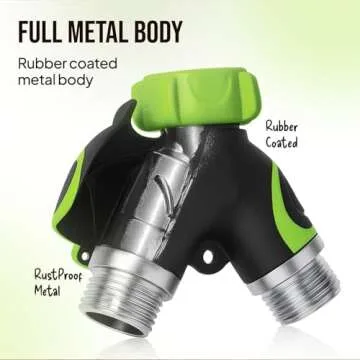 Heavy Duty 2 Way Garden Hose Splitter with Metal Body