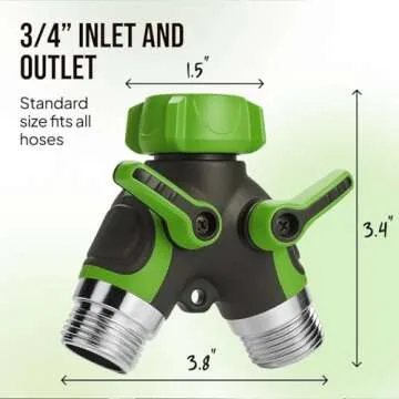 Heavy Duty 2 Way Garden Hose Splitter with Metal Body
