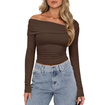Chic Darong Women's Off Shoulder Long Sleeve Top
