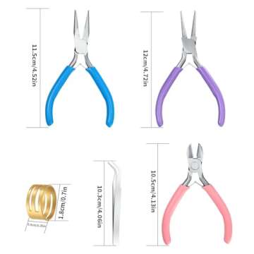 3 Pcs Jewelry Pliers Set - Needle Nose, Round Nose and Wire Cutters for Jewelry Making, Repair and C...