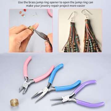 3 Pcs Jewelry Pliers Set - Needle Nose, Round Nose and Wire Cutters for Jewelry Making, Repair and Crafts，Wire Wrapping Beading Crafts Pliers