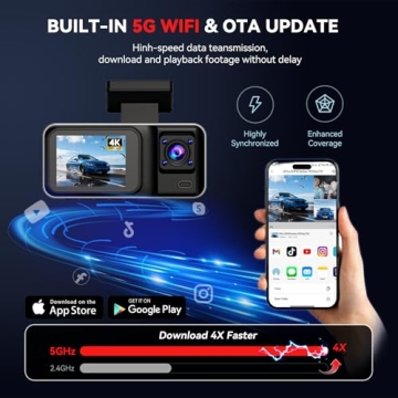 3 Channel 4K Dash Cam with Night Vision & Wi-Fi Control