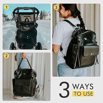 miss fong Diaper Bag Backpack Baby Diaper Bag, Leather Diaper Bag Backpack Diaper Bag Purse with 13 ...