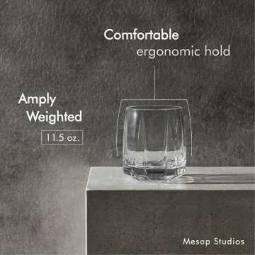 Mesop Studios Crystal Whiskey Glasses Set of 2 | Bourbon Glasses Set 2, Crystal Rocks Glasses, Old Fashioned Glasses, Scotch Glasses, Cocktail Glasses, Liquor Glasses, Lowball Glasses, Whiskey Tumbler