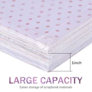 Henoyso 12 Pcs 12 x 12 Scrapbook Paper Storage Organizer - Top Loading Clear Craft Holders