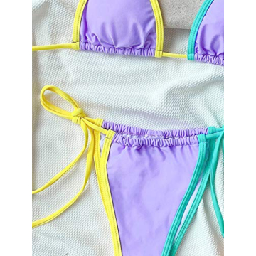 SOLY HUX Women's Color Block Halter Triangle Bikini Set