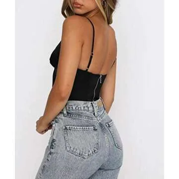 MISSACTIVER Women Sexy Corset Crop Top Push Up Bustier Satin Spaghetti Straps Solid Color Bodice Sexy Slim fit Top(Small,Black)