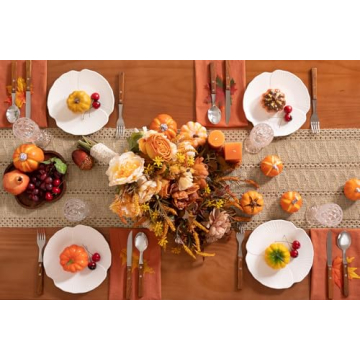 Socomi Burlap Table Runner for Boho Rustic Decor