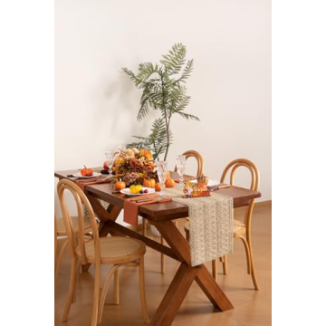 Socomi Burlap Table Runner for Boho Rustic Decor