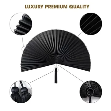 KOLWOVEN Rustic Fan Wall Decor - Bedroom Wall Decor Above Bed - Headboard, Wall Pediment, Mantle, Fireplace Decor - Giant Bamboo Fan - Wall Art Home Decoration (Extra Large 47''x24'', Black)