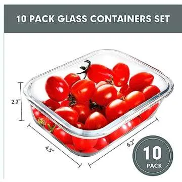 VERONES 10 Pack 22 OZ Glass Meal Prep Containers - Airtight, BPA-Free, Perfect for Meal Prep, Oven &...