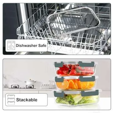 VERONES 10 Pack Glass Meal Prep Containers - Airtight & Durable