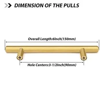 Goldenwarm 3.5 Inch Drawer Pulls Gold Cabinet Handles Kitchen Hardware - LS201GD90 Brushed Brass Dre...
