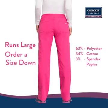 Workwear Professionals Scrubs for Women Pull-On Cargo Pant, Soft Stretch WW170, M, Electric Pink